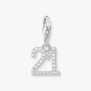 Thomas Sabo Charms berlock: Nr.21 med vita stenar, silver