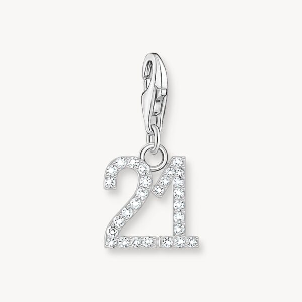 Thomas Sabo Charms berlock: Nr.21 med vita stenar, silver