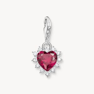 Thomas Sabo Charms berlock:  Hjärta med vita stenar och röd sten, silver