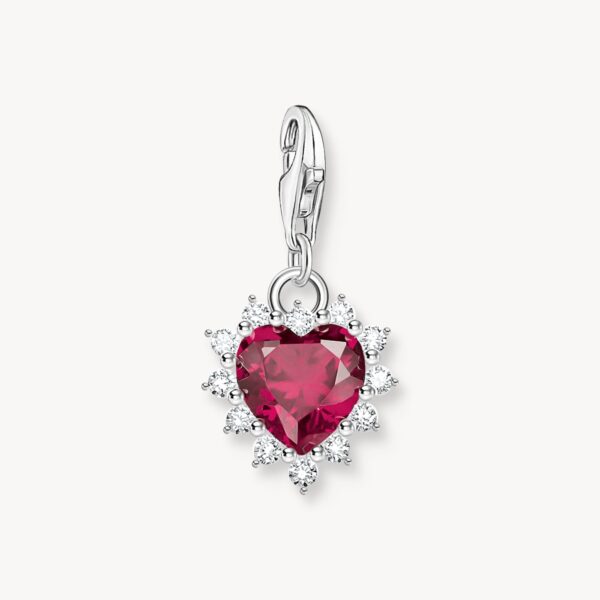 Thomas Sabo Charms berlock:  Hjärta med vita stenar och röd sten, silver