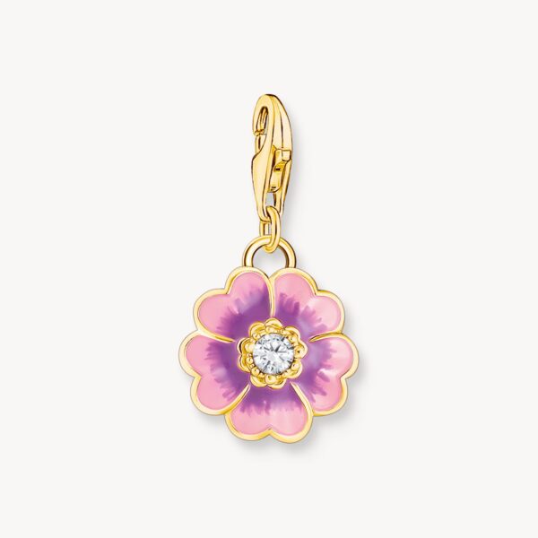 Thomas Sabo Charms berlock: Blomma Violett guldpläterad
